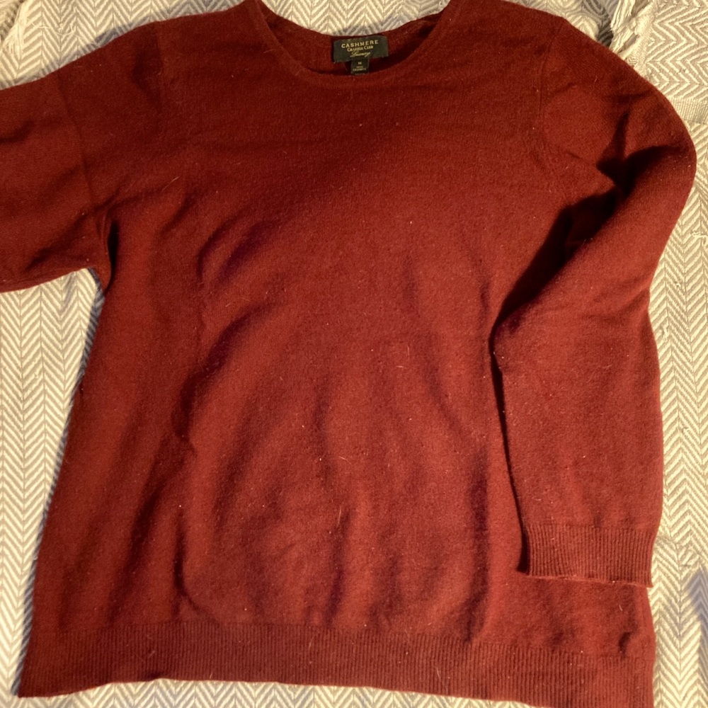 Charter Club cashmere crew-neck sweater, 1x burgundy